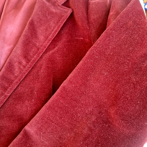 Vintage Dimension V red velvet jacket blazer size 14 - Picture 4 of 9